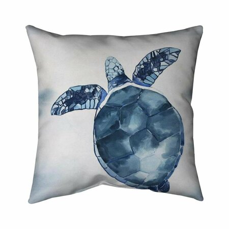BEGIN HOME DECOR 20 x 20 in. Watercolor Blue Turtle-Double Sided Print Indoor Pillow 5541-2020-AN392